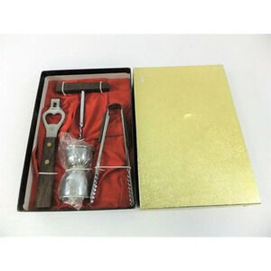 Vintage  Wood and Stainless Steel Bar Set MCM